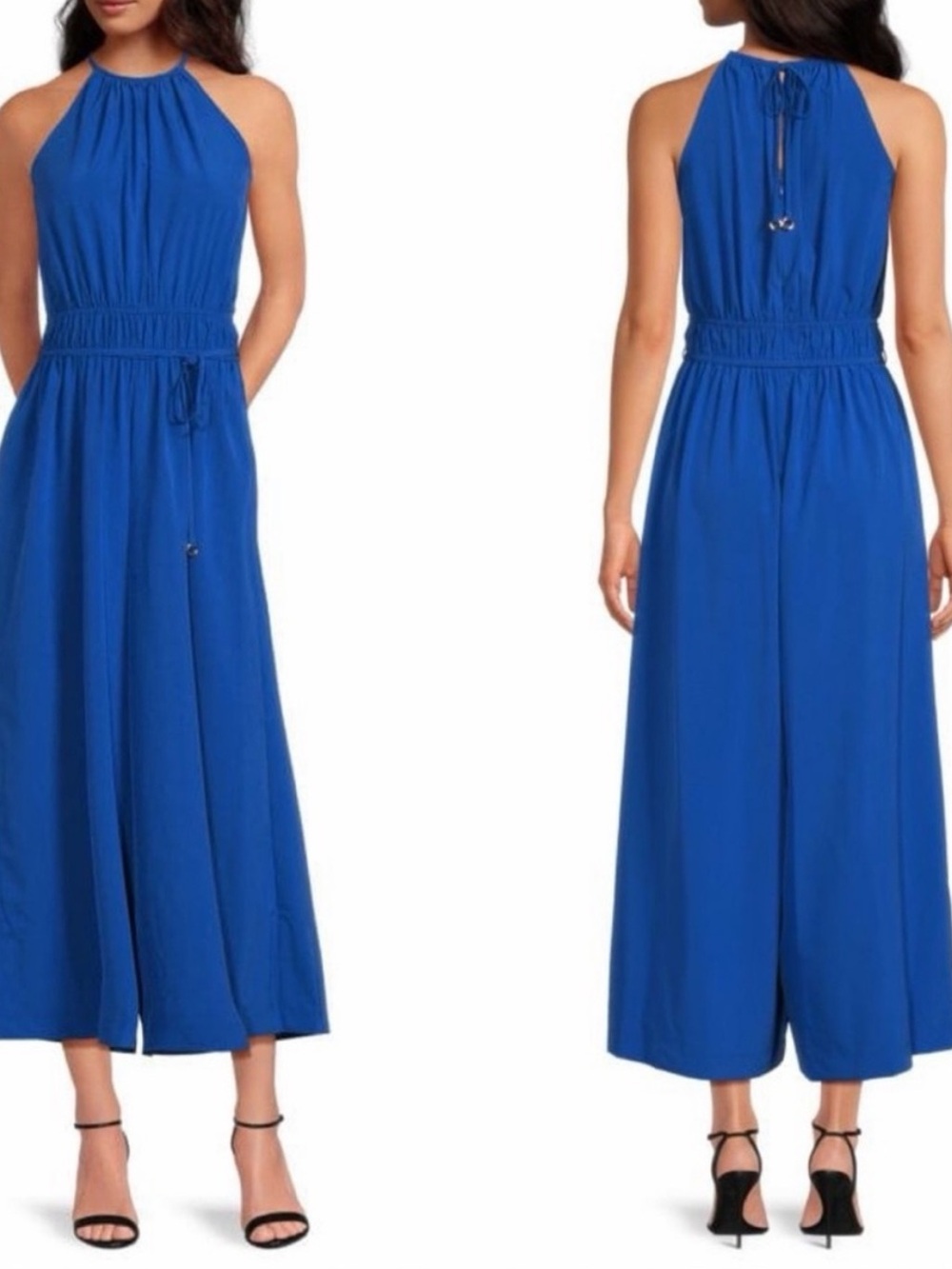 Halston Heritage Royal Blue Halter Jumpsuit NWT